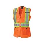 Pioneer Safety Vest for Women with Pockets - Hi-Vis Reflective Tape - for Construction - Orange