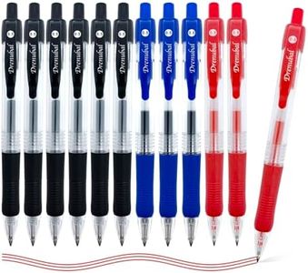 Drenubal 12 Pack Gel Pens, Retractable Pens with 0.5mm Medium Point, Smoothly Writing, Good Thickness and Nonslip Design, Comfortable to Hold Writing, for Office School Home Work