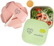 AI LOVE PEACE Premium Glass Lunch Bento Box with Dual Lids,26 oz Microwavable Glass Container with Silicone Lid and Utensil Storage, Leak-Proof, Microwave Safe, Freezer Safe, and Dishwasher Safe