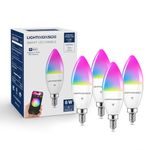Lightinginside Smart Candelabra LED Bulbs, 60 Watt Equivalent, 6W 500lm, E12 LED Bulbs Compatible with Alexa and Google Assistant,80+CRI, RGB, APP Control, 4PCS