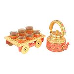 Terosa Aureate Kettle Set V with 6 Glasses & Holder Handicraft Decorative Tea Coffee Set