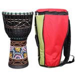 StarJam- Djembe 12 Inches Diameter X 24 Inches Height Mango Wood Djembe Drum - Black with Bag (12 x 24 Inches)