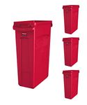 Rubbermaid Commercial Products 1956189 Slim Jim Trash/Garbage Can with Venting Channels, 23 Gallon, Red (Pack of 4)