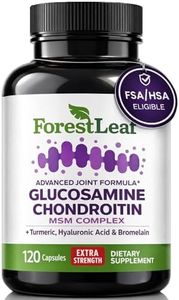 Forest Leaf - Glucosamine & Chondroitin with MSM Complex, Turmeric, Hyaluronic Acid and Bromelain - 120 Capsules - Advanced Triple Strength Joint Support, Muscle & Cartilage Dietary Supplement
