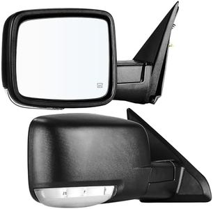 DWVO Side Towing Mirror Compatible with 2009-2018 Dodge Ram 1500 2010-2017 Dodge Ram 2500 3500 Power Heated Manual Folding LED Turn Signal Light Puddle Light Black