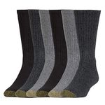 Gold Toe Men's Harrington Crew Socks, Multipairs Casual, Charcoal/Light (6-Pairs), X-Large (Pack of 6)