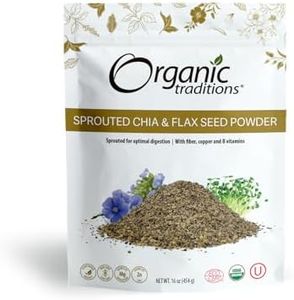 Organic Traditions Sprouted Chia and Flax Seed Powder, Organic Chia and Organic Flax for Plant Based Non-GMO Superfood, 454g/16oz Bag
