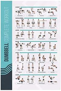 FitMate Dumbbell Workout Exercise Poster - Workout Routine with Free Weights, Home Gym Decor, Room Guide (16.5 x 25 Inch)