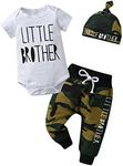 Tinykeke Newborn Baby Boy Clothes Infant Little Brother Short Sleeve Romper + Hat +Pants 3pcs Summer Outfits Sets (Newborn) Camo and White