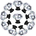 NORTHERN BROTHERS Dresser Drawer Cabinet Knobs 30mm Diamond Shaped Crystal Glass Knobs Pulls for Kitchen Wardrobe Cupboard (10 Pack, Black)