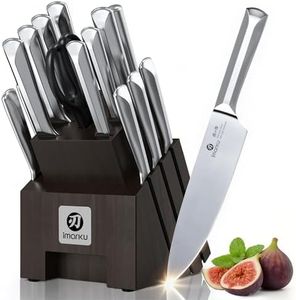 imarku Knife Set, 16 PCS High Carbon Japanese Stainless Steel Knife Sets for Kitchen with Block, Ultra Sharp Kitchen Knife Set with Sharpener Chef Knife Set, Dishwasher Safe, Best Gifts