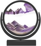E-SHIDAI Moving Sand Art Picture in Motion Round Glass 3D Deep Sea Landscape, Dynamic Sand Art Sandscapes, Sensory (7in,Purple)