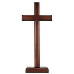 Catholic Wall and Table Wooden Cross by ARCHOBAN, 12.8 Inch Handmade Wall Crosses (with Stand) for Home Decor