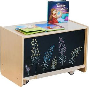 Kidi House 2-in-1 Movable Toddler Easel with Storage - Wooden Kids Art Easel with Magnetic Chalkboard & Birch Painting Surface - Blackboard with Wheels - Montessori Furniture for Nursery & School