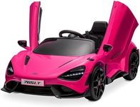 Kidzone Ride On 12V Licensed McLaren 765LT Car Kids Electric Vehicles 3-6 with Remote Control, 2 Speeds, Smooth Start, Suspension, Hydraulic Doors & Hidden Training Wheels - Pink