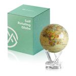 MOVA Globe - Antique Yellow Political Map Classic (4.5") | Vintage-Style Rotating Globe Powered by Light | No Batteries or Cords | Antique World Map for Home or Office Decor