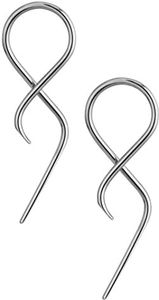 Forbidden Body Jewelry Surgical Steel Earrings Pair of Twisting Hanging Loop 14G Earrings