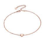 Silvora Girls Anklet Gold Barefoot Jewelry Heart Charms Ankle Bracelet for Girlfriend