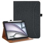 Vakarey for iPad Air 11 Inch Case,for iPad Air M2 2024 Case With Hand Strap,for iPad Air 4th/5th/6th Generation Case With Pencil Holder,Black