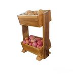 TEAKWOODKART Two Tier Wooden Multipurpose Fruits/Vegetable/Onoin/Potato/Sabji Storage Stand/Trolley/Basket/Rack/Countertop Tiered Shelf For Kitchen |_Twk_Kr019|