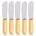 ACKLLR 5 Pack Stainless Steel Straight Edge Wide Butter Spreader with Wood Handle Deluxe Sandwich Cream Cheese Condiment Spreader Set Kitchen Tools, 4 Inches