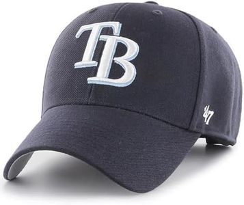 47 MLB Team Color Primary Logo MVP Adjustable Hat, Adult One Size Fits All, Tampa Bay Rays, One Size