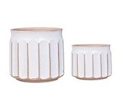 Ceramic Planter Pot Set of 2, 8 inch & 6 inch (7.8” + 6.2”) Large Planter-Pots for Indoor Outdoor Plants, Cylindrical Succulent Planter, Modern Flower Pot, Speckled White