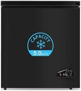 rosmena Chest Freezer 5.0 cu ft, Mini Deep Freezer with Removable Basket, FreeStanding Compact Small Freezer, Adjustable 6 Thermostat, Quiet Small Deep Freezer Top Open Door for Dorm/Home(Black)