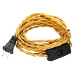 uxcell 15Ft 18/2 Cloth Covered Lamp Cord with Plug, Vintage Electrical Lamp Cord with Stripped Ends for Extension Wiring DIY Repairing, Golden