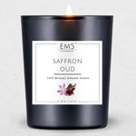 Em5 Wax Saffron Oud Scented Candles | 60 Gm | Up To 20 Hours Burn Time | Smokeless & Non-Toxic Candle For Home Decor & Aromatherapy | Long Lasting Aroma | Luxury Gift