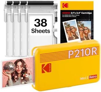 KODAK Mini 2 Retro 4PASS Portable Photo Printer (2.1x3.4 inches) Initial 8 Sheets + 60 Sheets Bundle, Yellow