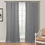 TWOPAGES Lightweight Gray Linen Pinch Pleat Curtain for Living Room, Window Treatment Curtain Panel Double Layers Light Filtering Room Darkening Lined Curtain (1 Panel, 84W x 102L)