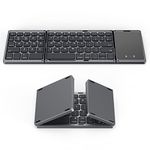 Seenda Folding Bluetooth Keyboard with Touchpad, Mini Travel Keyboard with Built-in Trackpad, Foldable Rechargeable UK Layout Keyboards for iPad/iPhone/MacBook/Laptop/Tablet/Phone - Black and Grey