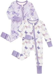 Yoofoss Rayon Made From Bamboo Baby Pajamas 2pcs Newborn Sleepers For Boy Girl Clothes, 12 Months Footed Pajamas Zipper Baby Pjs with Mitten