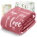 Get Well Soon Gifts for Men Women Throw Blanket, Inspirational Gift Blankets for Women, Sympathy Gifts Care Hug Healing Blanket, Breast Cancer Gifts for Women Patients, Chemo Care Package - Pink