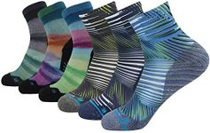 HUSO Crazy Socks for Women, Men Fun Running Quarter Socks Assorted Fashion Style Striped Printed Athletic Socks 6 pairs (Multicolor,L/XL)