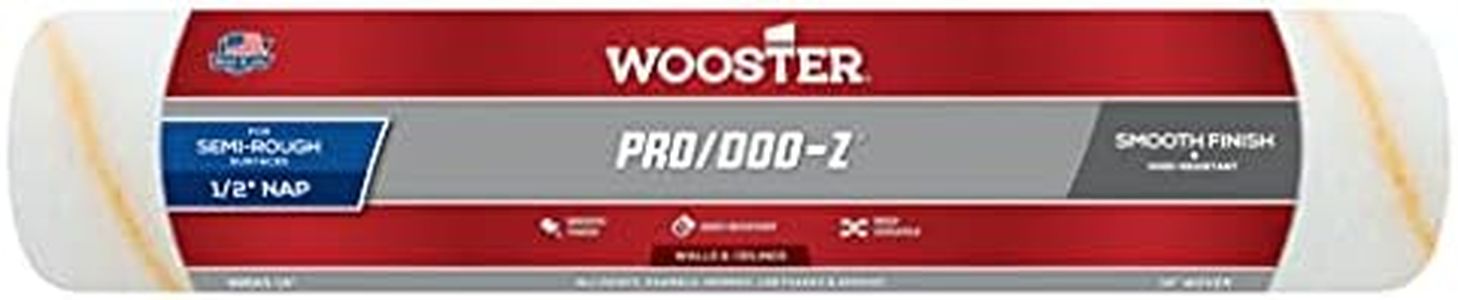 Wooster Brush RR643-14 Pro/Doo-Z Shed Resistant Paint Roller, 1/2 in Nap, 14 in L, Woven Fabric Cover, 14 Inch