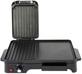 Schallen Electic Black Table Top 2 in 1 Versatile Adjustable Temperature Grill Griddle and Hot Plate Cooking Grilling Machine