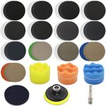 69pcsSandpaper 3Inch Sanding Disc 60-10000 Grit Wet Dry Sandpaper with M10 Backing Pad,Interface Pad,Polishing Pads Sponge for Wood Metal Mirror Jewelry Car Polishing Headlight Cleaner Set