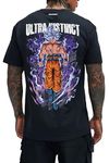 PeaceOut Anime Printed Slim Fit T-Shirt, Goku Design, Black, Men's (Large, Black)