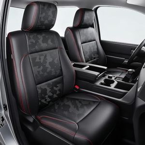 Carlimeki Leather Seat Covers Custom Fit for Tundra 2026 2025 2024 2023 2022 CrewMax SR, SR5, Limited, Platinum, 1794 Edition, TRD Pro, Capstone - Premium Faux Leather Fully Covered - Camo Black