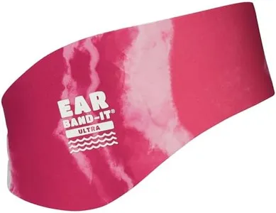 Earvolution Ear Band-It Ultra Premium Swimming Headband - Invented by Ear, Nose, and Throat Physician - Anti-Slip Neoprene Keeps Water Out, Holds Earplugs in - Small Tie Dye Pink Swim Headband