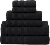 American Soft Linen 6-Piece 100% Organic Turkish Cotton Premium & Luxury Towel Set for Bathroom & Kitchen, 2 Bath Towels, 2 Hand Towels & 2 Washcloths [Worth $72.95] - Black