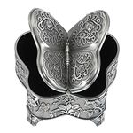 Hipiwe Antique Metal Jewelry Box Butterfly Shape Jewelry Organizer Vintage Trinket Storage Box Treasure Chest Ring Holder Earrings Necklace Storage Box Decorative Metal Box for Girls Women, Large