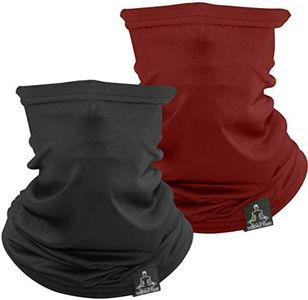 Temple Tape Lightweight Breathable Cooling Neck Gaiter- Men & Women, Multi-Use Face Mask; Running & UV Protection - 2 Pack Black & Burgundy