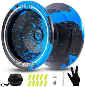 WATIEOBOO yoyo Professional, Metal Responsive Yoyo for Kids Unresponsive Yoyo for Adults with Unresponsive Bearings Kits, Glove and 10 Replacement Yoyos Strings - Black Blue