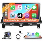 Podofo Car Stereo Radio for Honda Accord 8th 2008-2013 with Wireless CarPlay & Android Auto 10.1 Inch Touch Screen Bluetooth Audio with GPS Navigation Mirror Link WiFi RDS Hi-Fi AHD Backup Camera