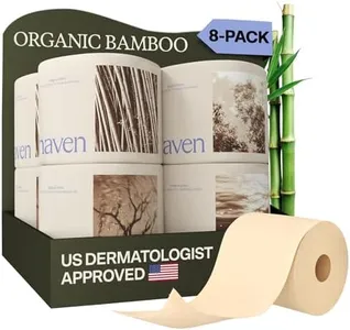 Haven Bamboo Toilet Paper (Pack of 8) Bulk Rolls - 100% Organic Tissue - 3-Ply Septic Safe, Unbleached, Non-Toxic, BPA-Free Plant Paper - Dermatologist Approved, Hypoallergenic - Silky Soft Lint-Free