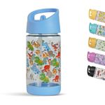 SOLARA Tritan Water Bottle for Kids 400ml, Kids Water Bottle, Sipper Water Bottle, BPA Free, Leak Proof, Food Grade, Dino