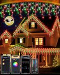 Smart Icicle Christmas Lights Colour Changing, 20M Dynamic DIY LED Icicle Lights Decorations Outdoor 598 LED App Remote Control Curtain String Lights for Party Room Holiday Eaves Yard Decor